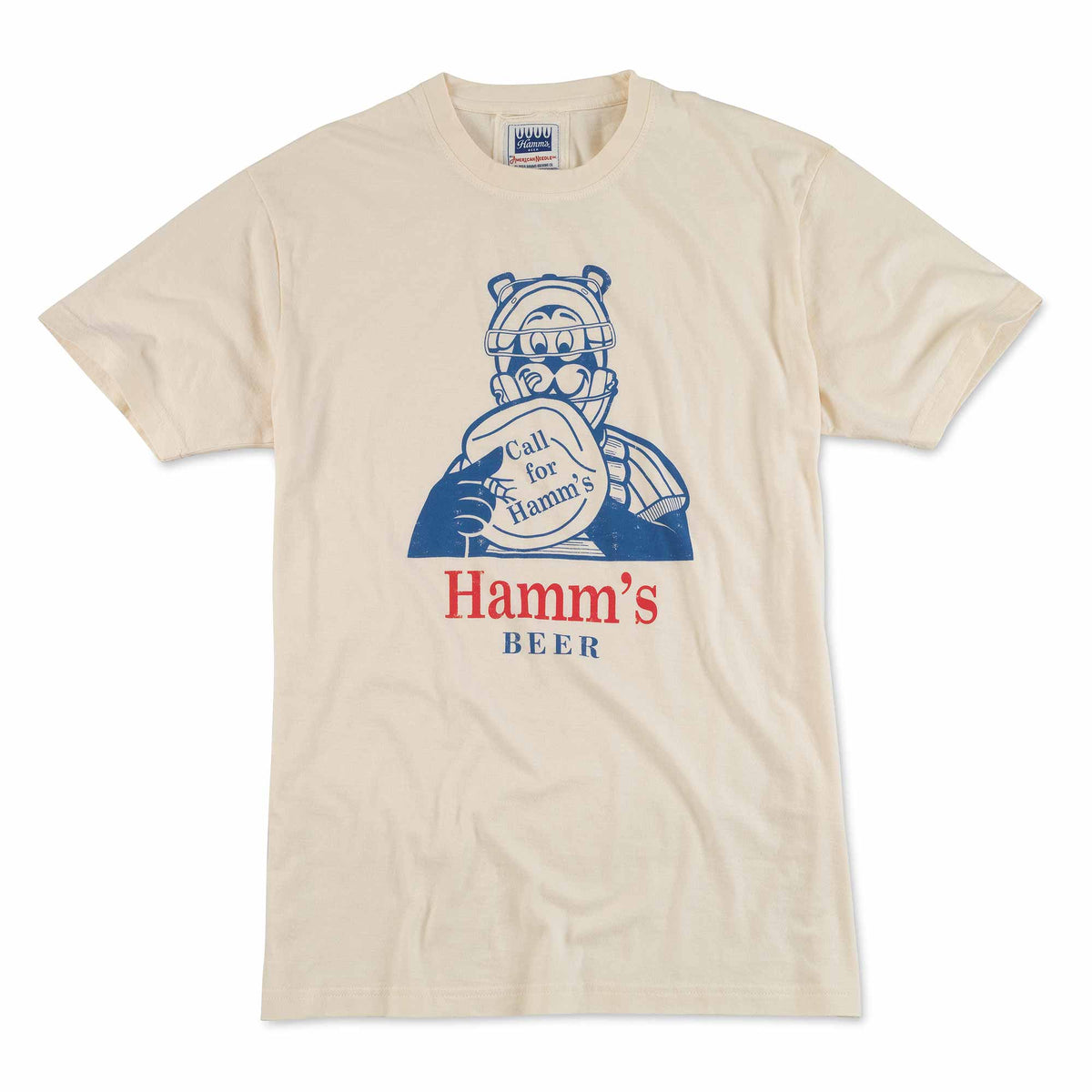 Hamm s Beer Baseball Catcher Brass Tacks 2 Cream T Shirt