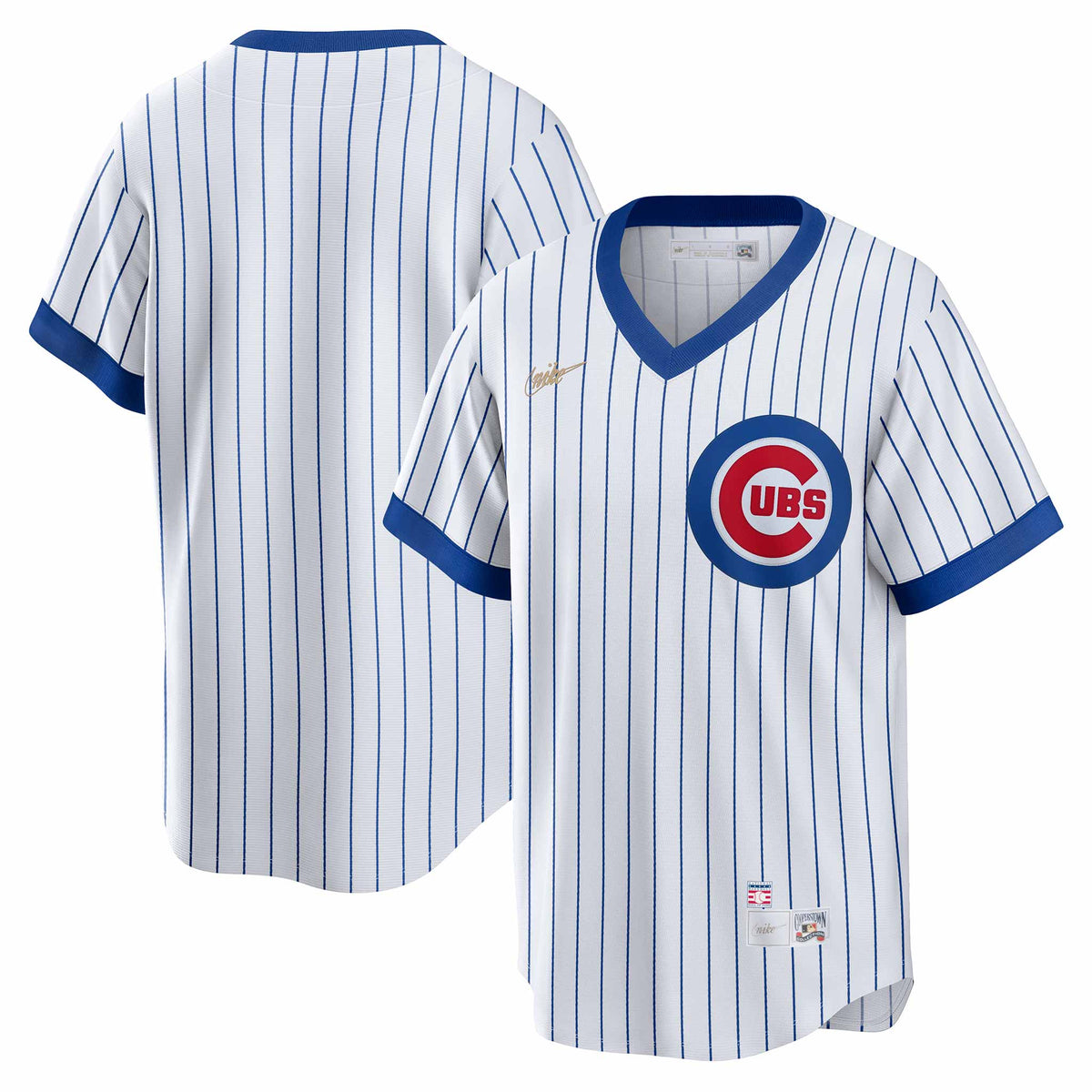 Chicago Cubs Nike Cooperstown Home Pinstripe V-neck Jersey