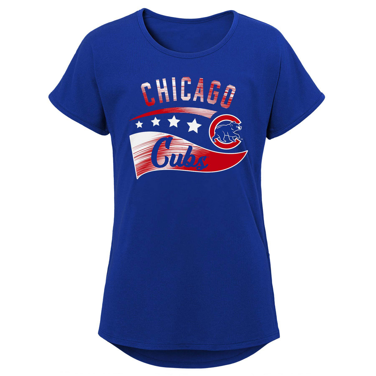 Outerstuff Chicago Cubs Youth Girls Fly The Flag T-Shirt 14