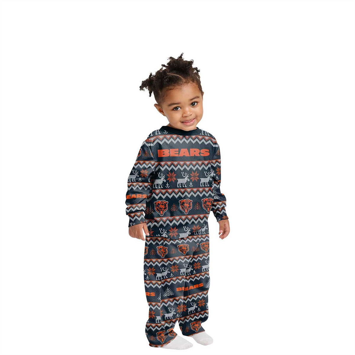 Chicago Bears Ugly Christmas Raglan Pajamas Set