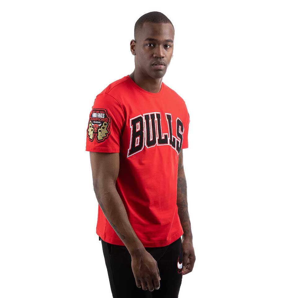 Chicago Bulls T-Shirt White Red NBA Spellout Bred Small