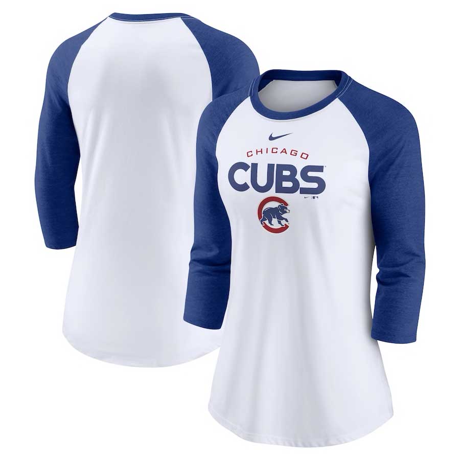 Chicago Cubs outline foil NIKE Jersey T-SHIRT MLB Slim Fit Tee Womens Sizes