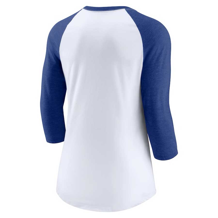 Women's Lusso White Chicago Cubs Nettie Raglan Half-Sleeve Tri-Blend T-Shirt Dress Size: Medium