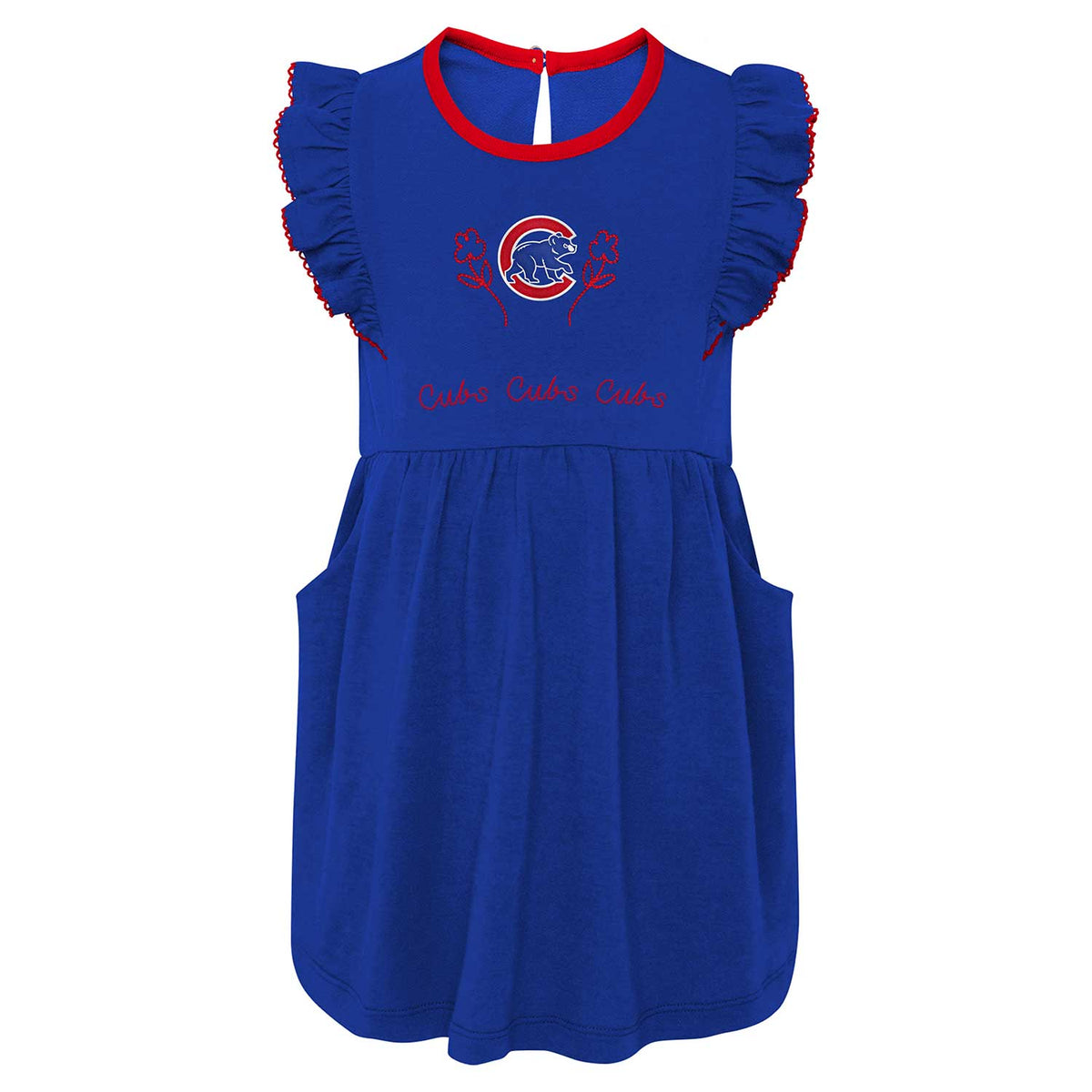 Chicago Cubs Baby Girls Blue Red Diamond Dress - Detroit Game Gear