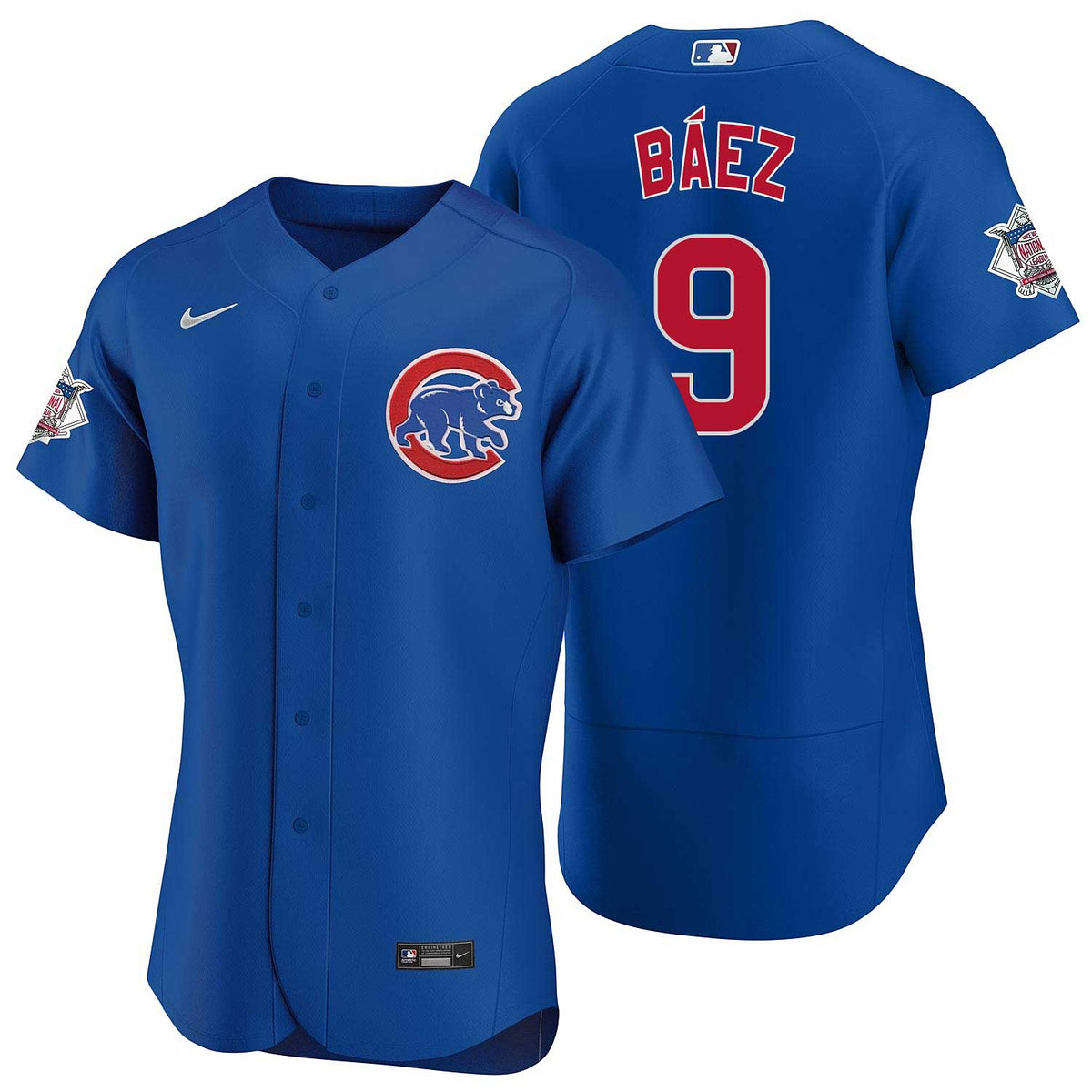 MLB Nike Chicago Cubs #9 Javier Baez Ash Backer T-Shirt