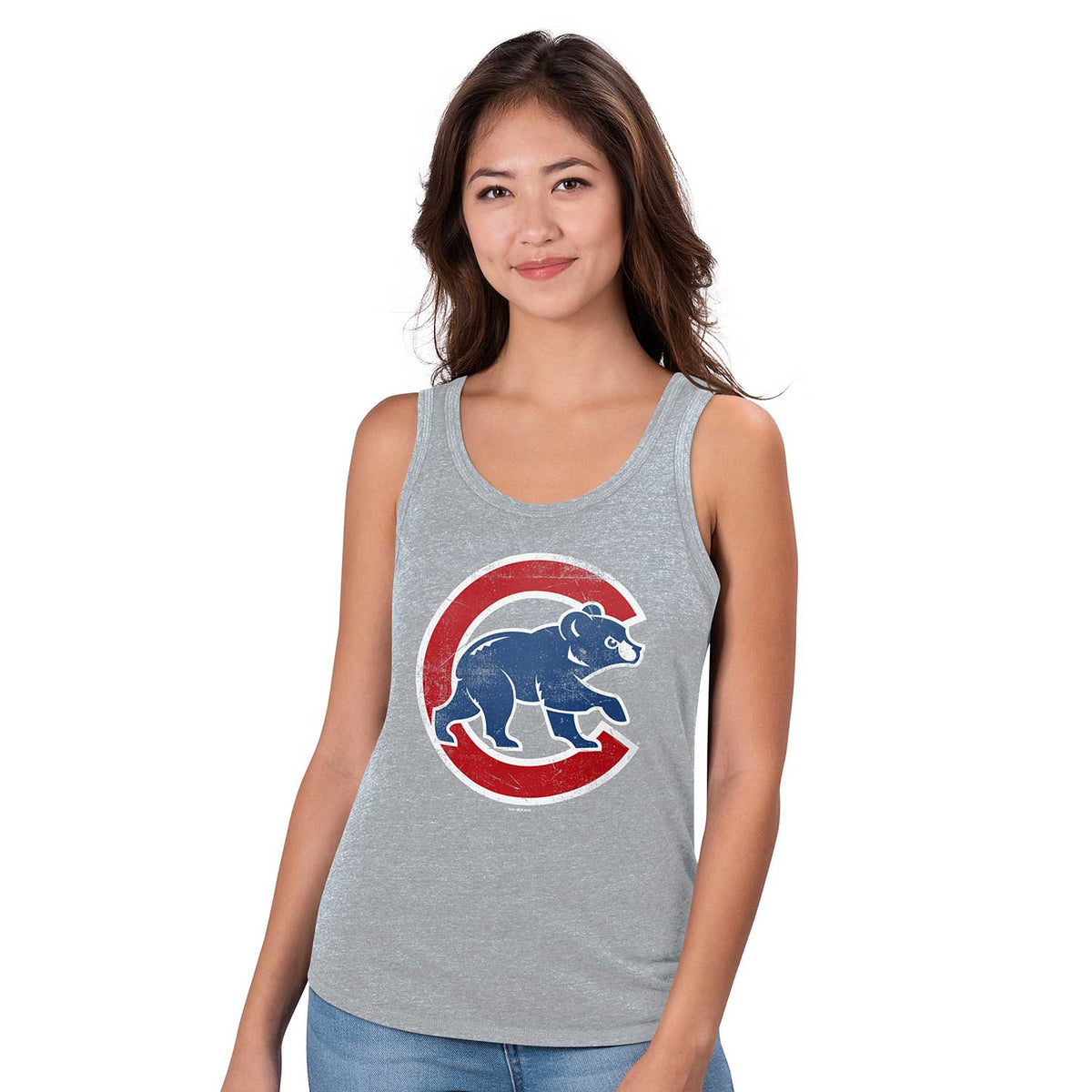 Touch Chicago Cubs Ladies Grey Alumni Bullseye V-Neck T-Shirt Medium