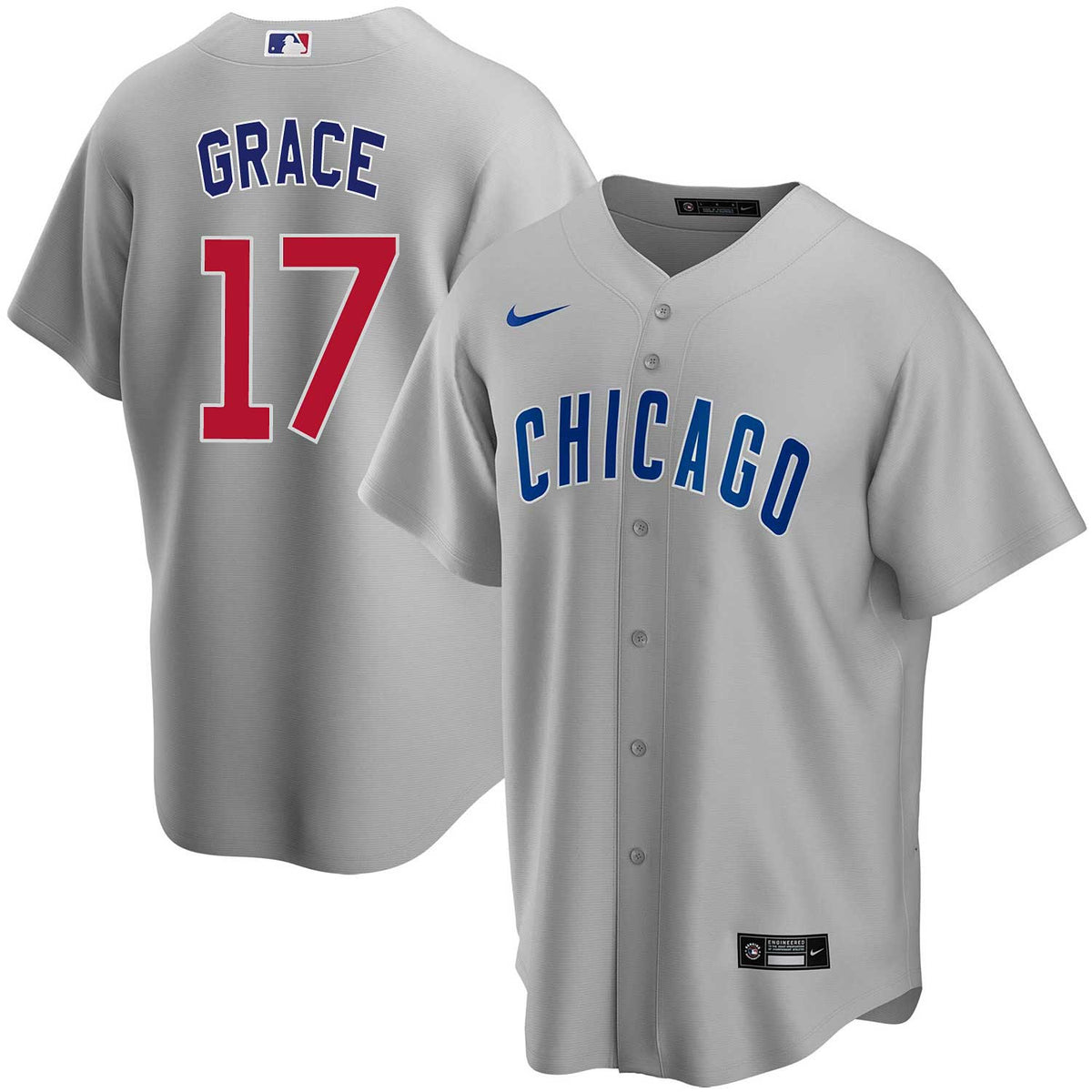 MLB Women's Nike Chicago Cubs #17 Mark Grace Ash Backer T-Shirt