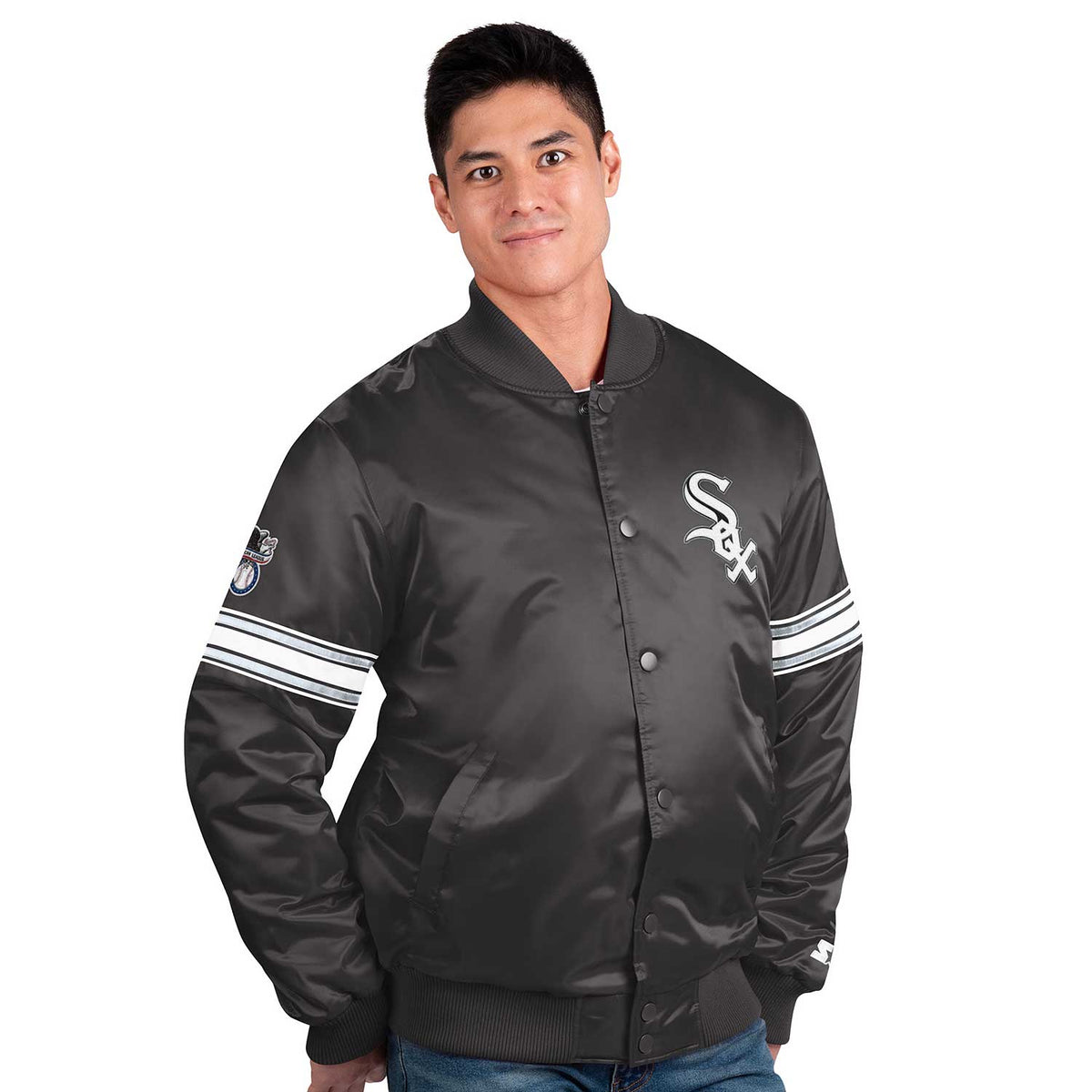 Starter White Sox Pinstripe Southside Satin Jacket