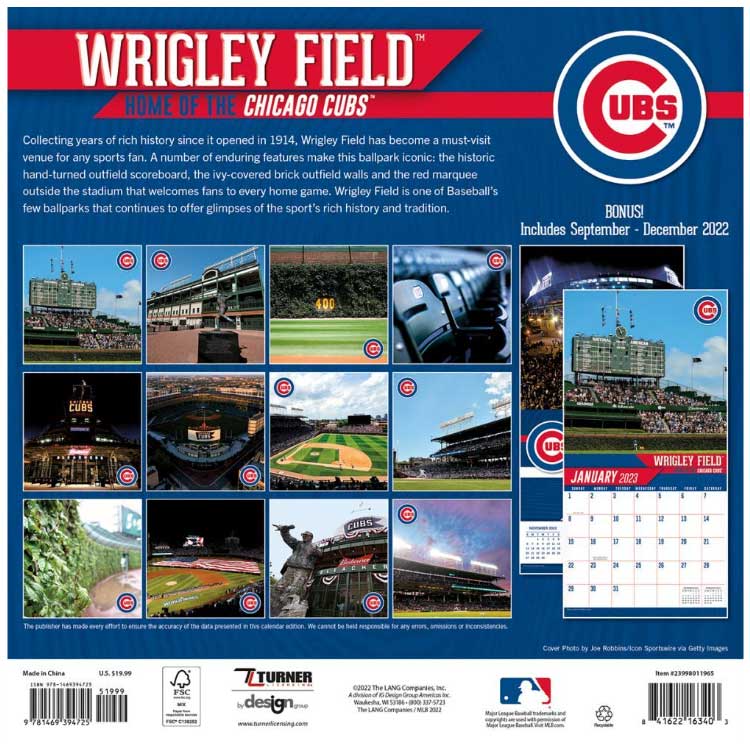 Chicago Cubs Wrigley Field 2023 Calendar Wrigleyville Sports