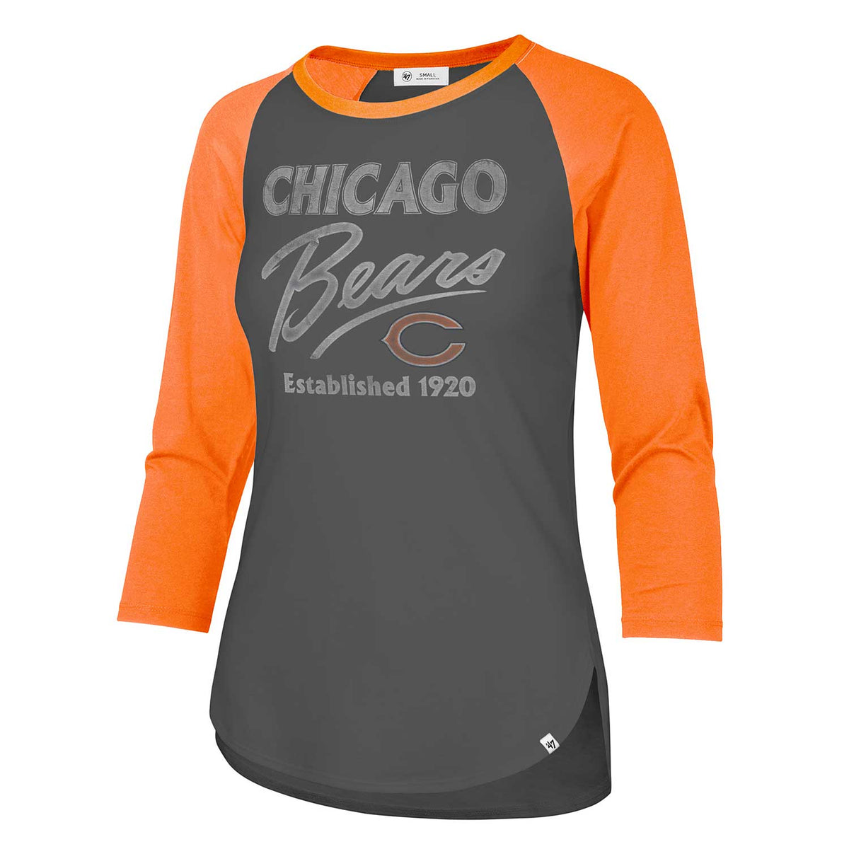 Chicago Bears Ladies High Rise Frankie Raglan 3/4-Sleeve T-Shirt