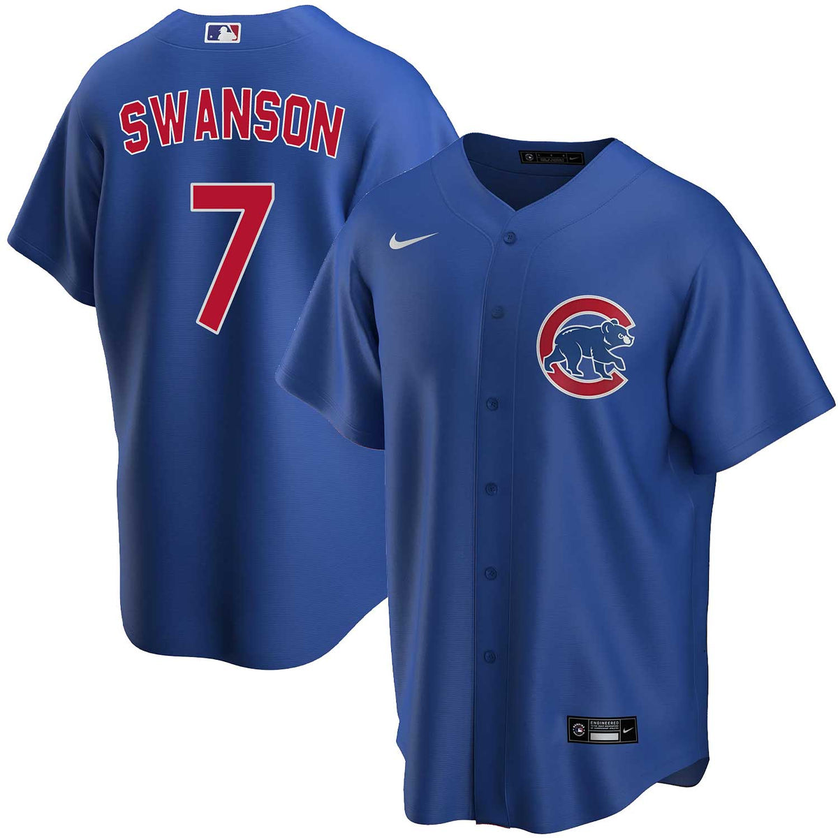 Men's Nike Dansby Swanson Royal Chicago Cubs Name & Number T-Shirt