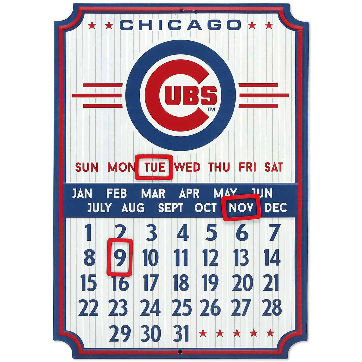 Chicago Cubs Metal Reusable Calendar Wrigleyville Sports