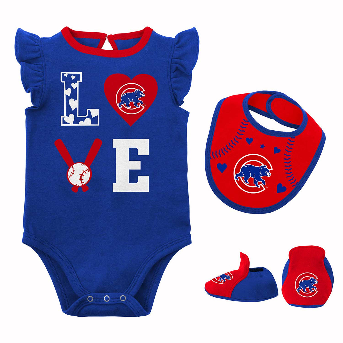 Chicago Cubs Infant Play Ball Bib Bootie & Creeper Set 12 Months