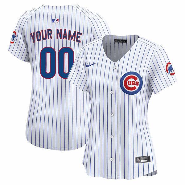 Chicago Cubs Customized Ladies Home Nike Vapor Limited Replica Jersey W/ Authentic Lettering