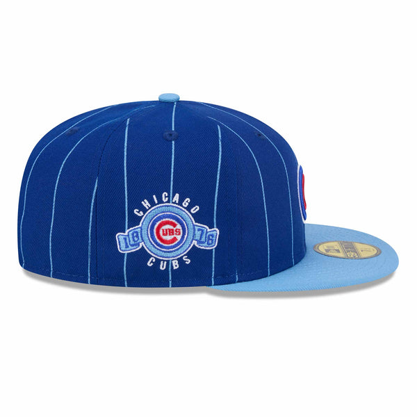 Chicago Cubs Pinstripe Royal Bullseye 1876 Patch 5950 Fitted Cap