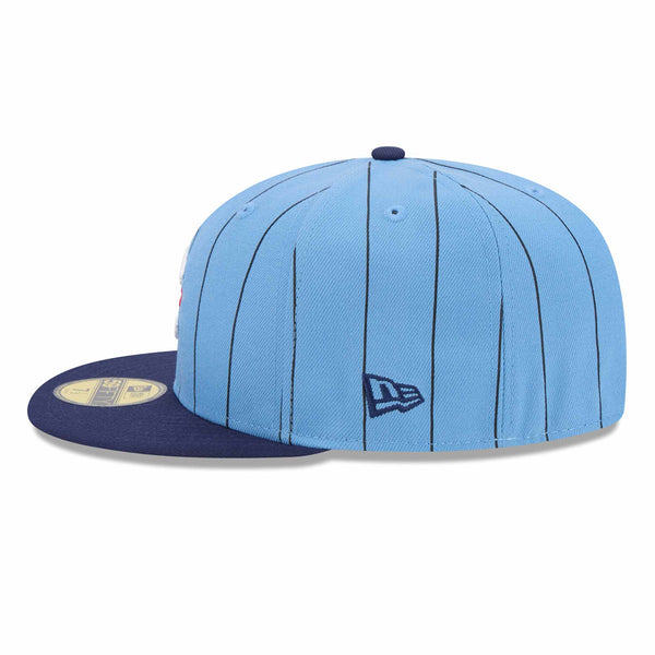 Chicago Cubs Pinstripe Baby Blue City Connect 1876 Patch 5950 Fitted Cap