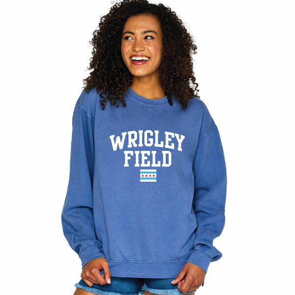 Wrigley Field Chicago Flag Women's Peri Crew Neck Sweatshirt