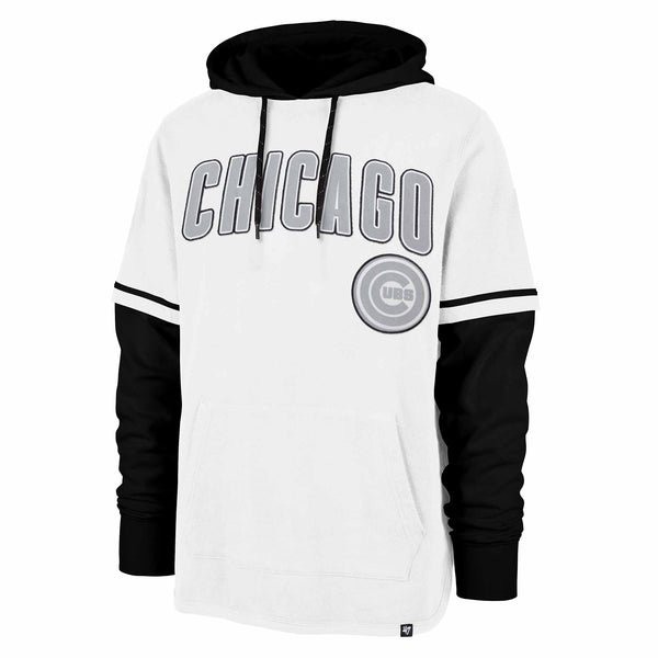 Chicago Cubs 47 Brand White Wash Flashback Shortstop Hooded Sweatshirt