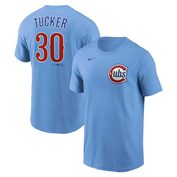 Chicago Cubs Blues Alternate Kyle Tucker Nike Fuse Name and Number T-Shirt