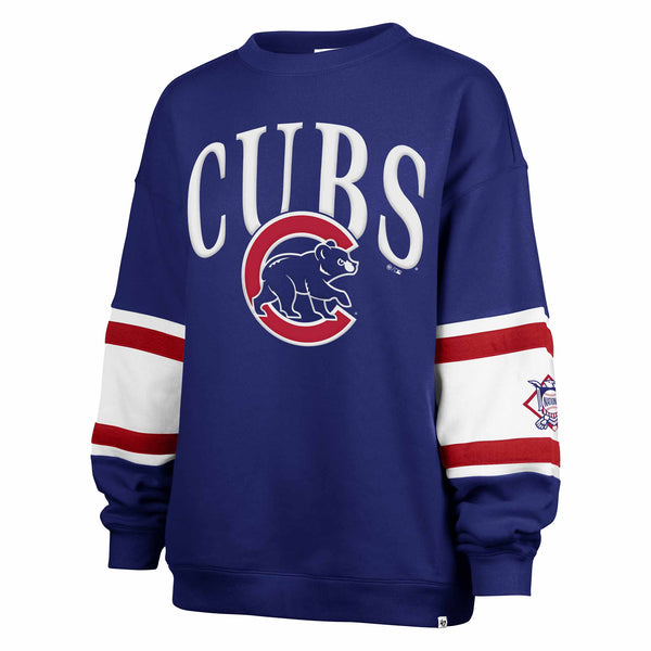 Chicago Cubs 47 Brand Women's Steadfast Sleeve Paneled Crewneck Sweatshirt