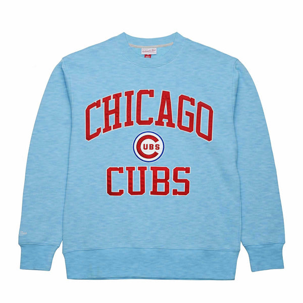 Chicago Cubs Mitchell & Ness Playoff Win Baby Blue Crewneck Sweatshirt