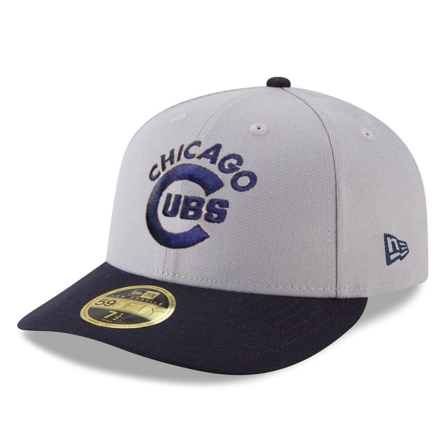 Chicago Cubs Grey Cooperstown Low Profile 59/50 Fitted Cap 7 1/4 = 22 3/4 in = 57.8 cm
