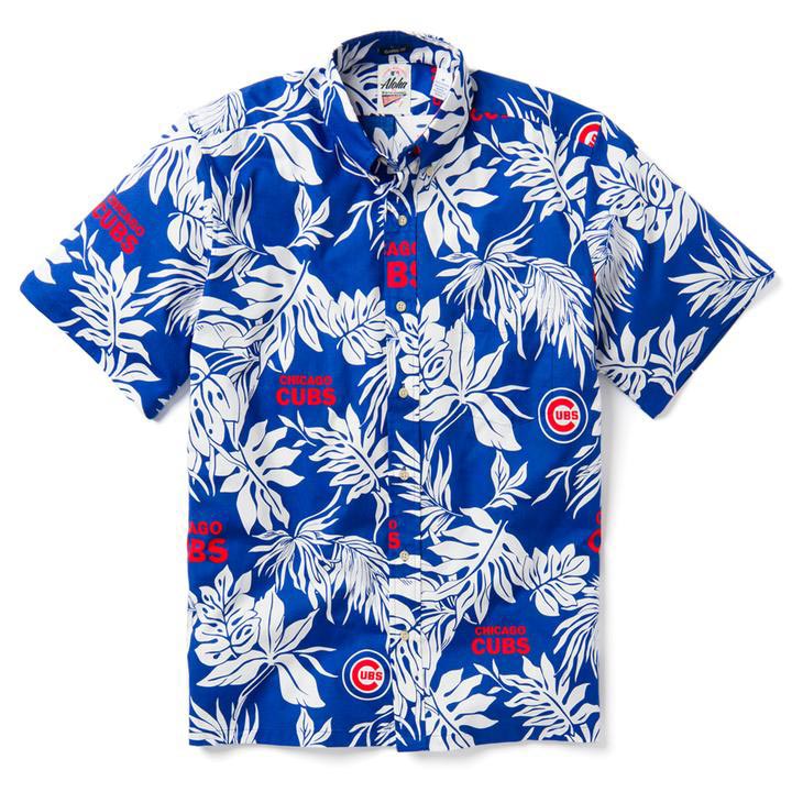 Chicago Cubs Short Sleeve Button Up Tropical Aloha Hawaiian Shirts