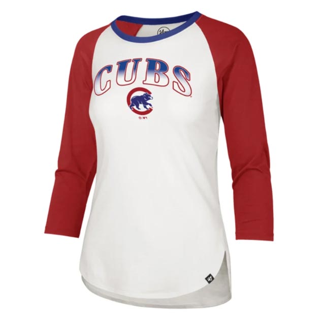 Chicago Cubs T-Shirt Women's 1 Royal Blue Three Out Color Blocked  Short Sleeve