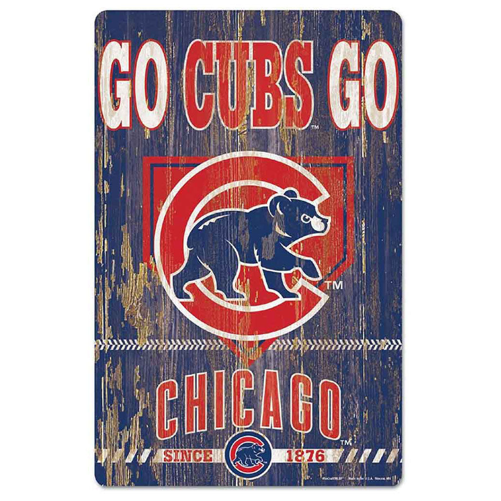 Chicago Cubs Go Cubs Go 11 X 17 Wood Sign – Wrigleyville Sports
