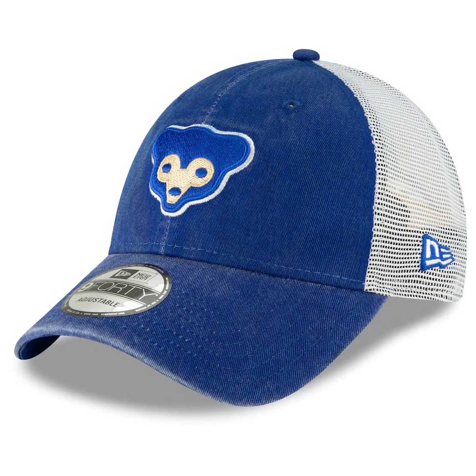 Vintage Chicago Cubs Snapback Trucker Blue Cap Green Brim Hat Adjustable