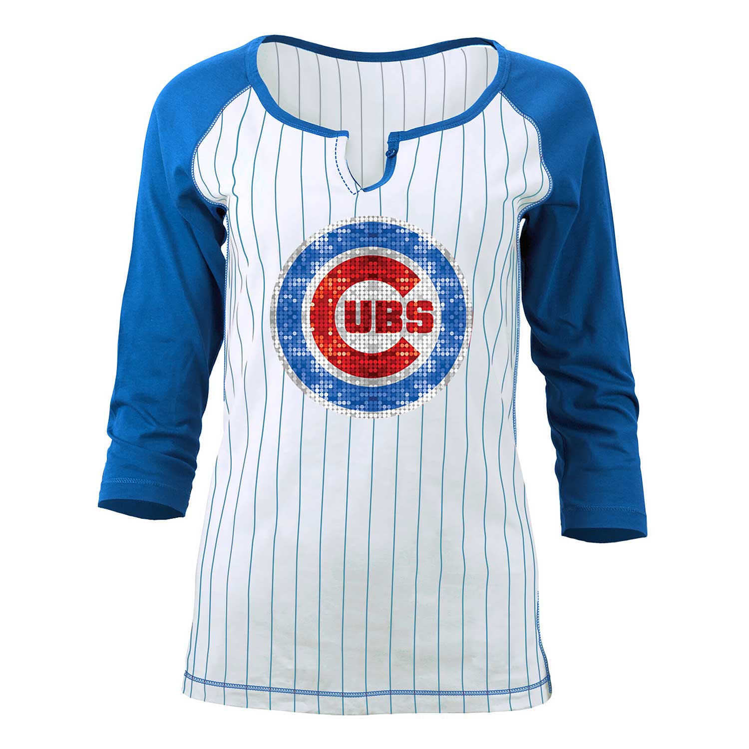 Women's Royal Chicago Cubs Plus Size Diva Notch Neck Raglan T-Shirt