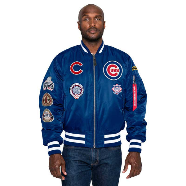 Chicago Cubs Alpha Industries Royal All Over Reversible Bomber Jacket X-Large