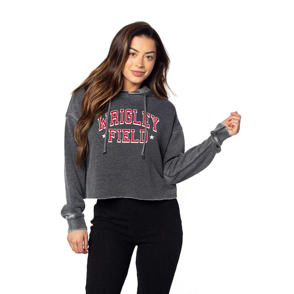 Wrigley Field Ladies Campus Cutoff Hooded Sweatshirt – Wrigleyville Sports