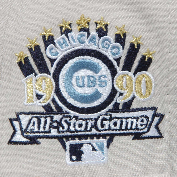 Chicago Cubs Cream Bullseye 1990 ASG Low Profile 59FIFTY Fitted Cap 7 1/4 = 22 3/4 in = 57.8 cm