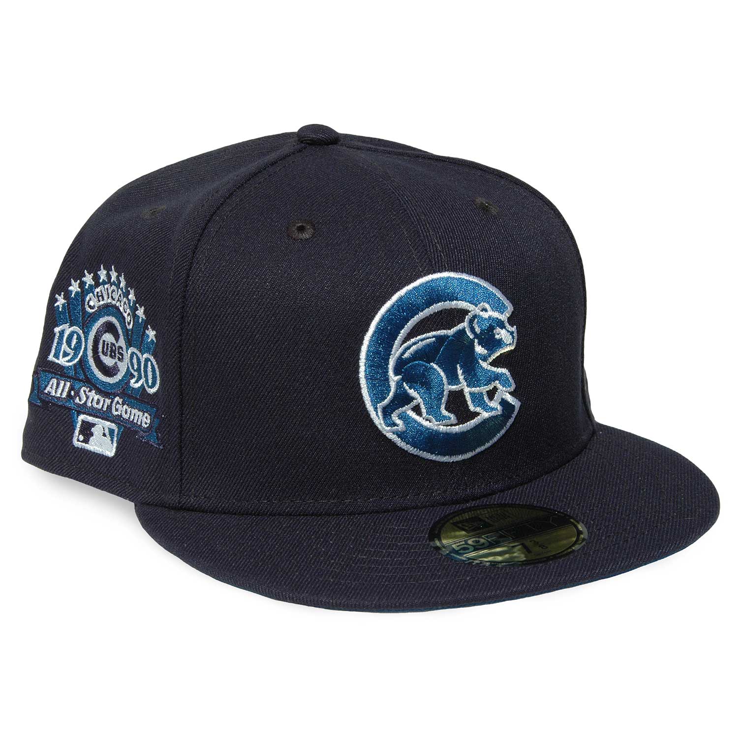 7 Chicago Cubs Waving Bear Black Navy Icy UV 1990 ASG Fitted Not Hat Club