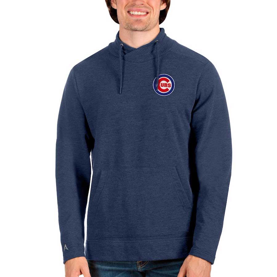 Men's Antigua Heather Gray/Navy Chicago Bears Bullseye Quarter-Zip Pullover  Top