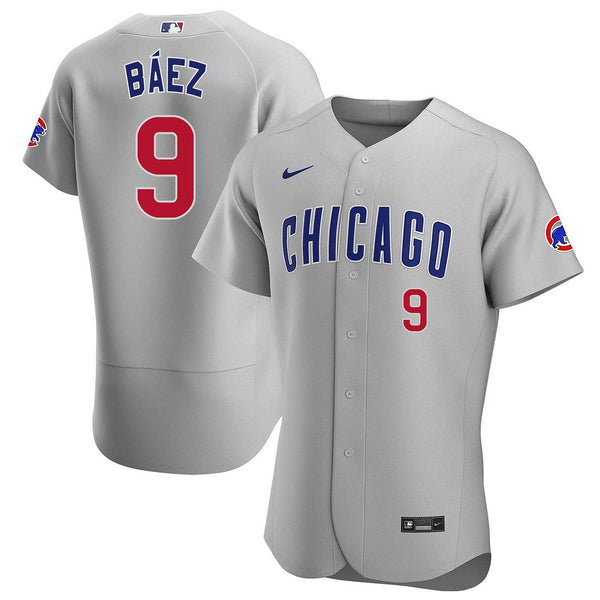 Men's Chicago Cubs Javier Baez Nike Gray Road Replica Player Name Jersey