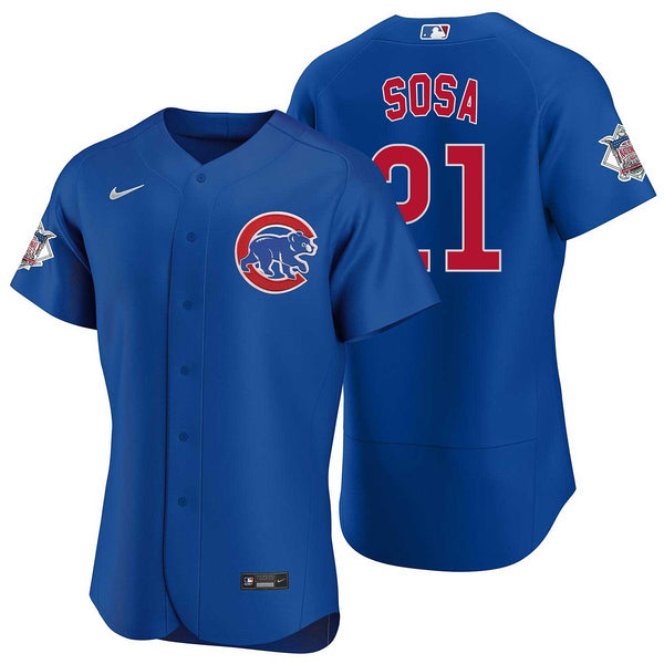 Chicago Cubs Jersey Men's Medium Red Blue Short Sleeve Name Spell Out  Logo
