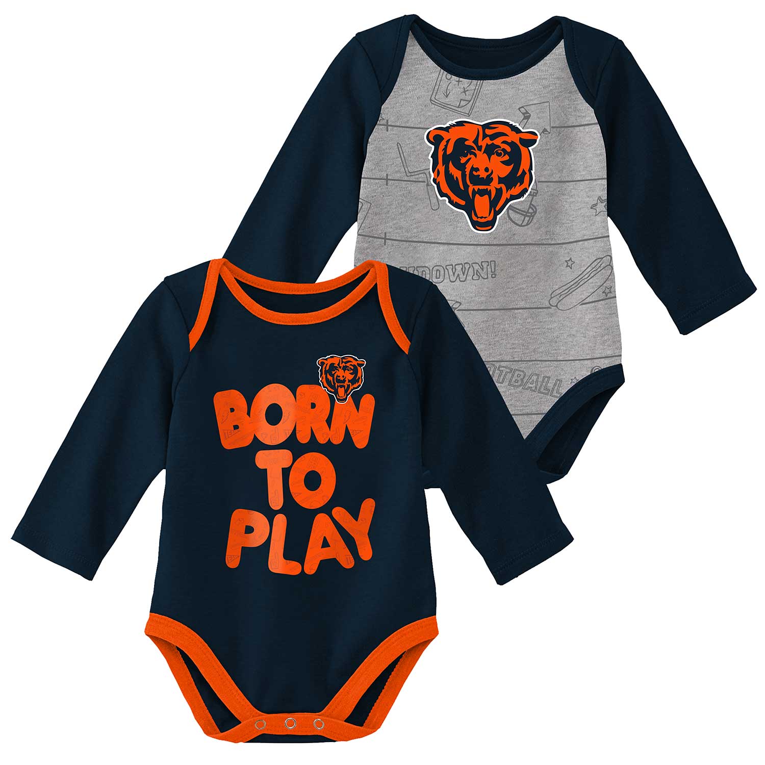 Chicago Bears Newborn Born to Win 2-Pack Long Sleeve Creepers 0-3 Months