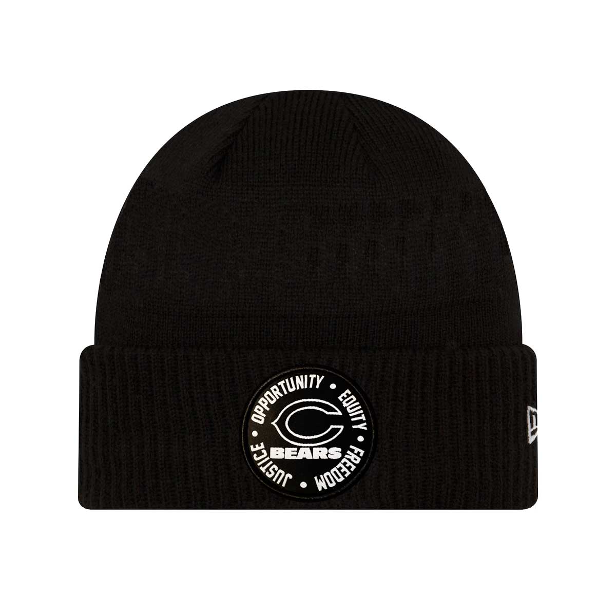 Men's New Era Black Chicago Bears Logo Social Justice Cuffed Knit Hat