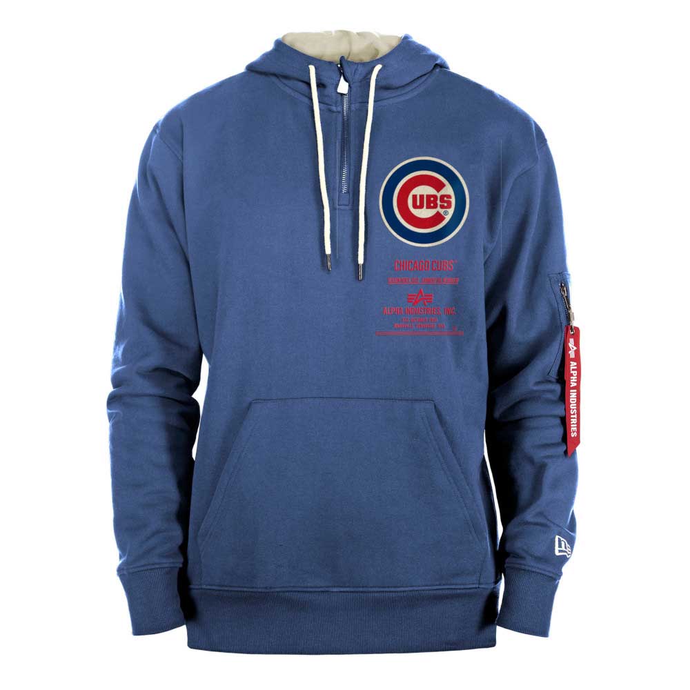 Chicago Cubs Alpha Industries Bullseye Wrigleyville Hooded Sports Sweatshirt 1/4-Zip –