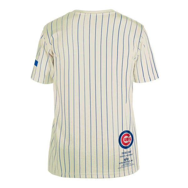 Chicago Cubs Pinstripe Brass Tacks Logo T-Shirt by Red Jacket